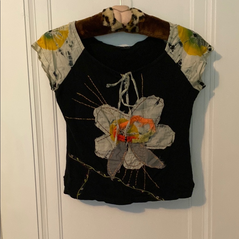 Artistic Tie Dye & Patchwork Top (size S)
